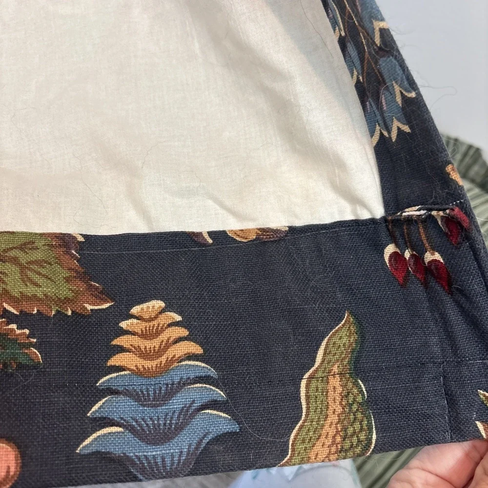 Custom‎ Jay Yang Cotton Floral Fabric Curtain Panels (2) Modern Farmhouse 35x84